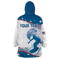 Personalized USA Surfing Wearable Blanket Hoodie 2024 United States Flag Curve Style - Wonder Print Shop