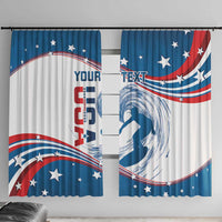 Personalized USA Surfing Window Curtain 2024 United States Flag Curve Style - Wonder Print Shop
