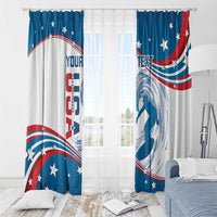 Personalized USA Surfing Window Curtain 2024 United States Flag Curve Style - Wonder Print Shop