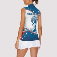 Personalized USA Surfing Women Sleeveless Polo Shirt 2024 United States Flag Curve Style - Wonder Print Shop