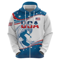 Personalized USA Surfing Zip Hoodie 2024 United States Flag Curve Style - Wonder Print Shop