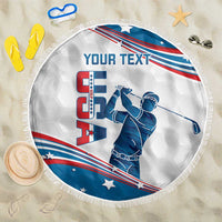 Personalized USA Golf Beach Blanket 2024 United States Flag Curve Style - Wonder Print Shop