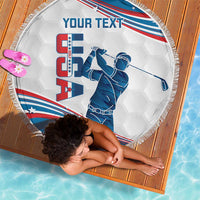 Personalized USA Golf Beach Blanket 2024 United States Flag Curve Style - Wonder Print Shop