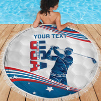 Personalized USA Golf Beach Blanket 2024 United States Flag Curve Style - Wonder Print Shop