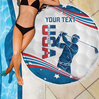 Personalized USA Golf Beach Blanket 2024 United States Flag Curve Style - Wonder Print Shop