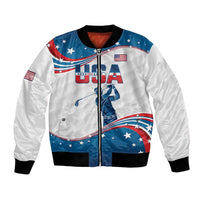 Personalized USA Golf Bomber Jacket 2024 United States Flag Curve Style - Wonder Print Shop