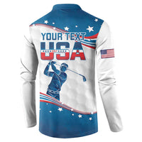 Personalized USA Golf Button Sweatshirt 2024 United States Flag Curve Style - Wonder Print Shop