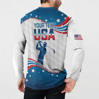 Personalized USA Golf Button Sweatshirt 2024 United States Flag Curve Style - Wonder Print Shop