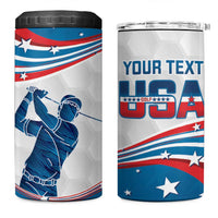 Personalized USA Golf 4 in 1 Can Cooler Tumbler 2024 United States Flag Curve Style - Wonder Print Shop