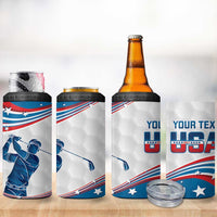 Personalized USA Golf 4 in 1 Can Cooler Tumbler 2024 United States Flag Curve Style - Wonder Print Shop