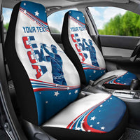 Personalized USA Golf Car Seat Cover 2024 United States Flag Curve Style - Wonder Print Shop