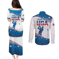 Personalized USA Golf Couples Matching Puletasi and Long Sleeve Button Shirt 2024 United States Flag Curve Style - Wonder Print Shop