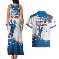 Personalized USA Golf Couples Matching Tank Maxi Dress and Hawaiian Shirt 2024 United States Flag Curve Style - Wonder Print Shop