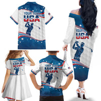 Personalized USA Golf Family Matching Off The Shoulder Long Sleeve Dress and Hawaiian Shirt 2024 United States Flag Curve Style - Wonder Print Shop