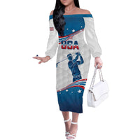 Personalized USA Golf Family Matching Off The Shoulder Long Sleeve Dress and Hawaiian Shirt 2024 United States Flag Curve Style - Wonder Print Shop