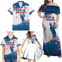 Personalized USA Golf Family Matching Off Shoulder Maxi Dress and Hawaiian Shirt 2024 United States Flag Curve Style - Wonder Print Shop