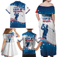 Personalized USA Golf Family Matching Off Shoulder Maxi Dress and Hawaiian Shirt 2024 United States Flag Curve Style - Wonder Print Shop