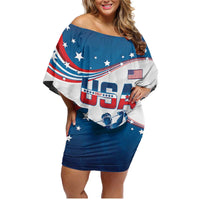 Personalized USA Golf Family Matching Off Shoulder Short Dress and Hawaiian Shirt 2024 United States Flag Curve Style - Wonder Print Shop