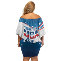 Personalized USA Golf Family Matching Off Shoulder Short Dress and Hawaiian Shirt 2024 United States Flag Curve Style - Wonder Print Shop