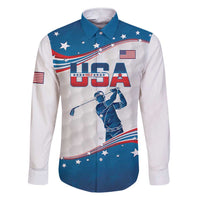 Personalized USA Golf Family Matching Short Sleeve Bodycon Dress and Hawaiian Shirt 2024 United States Flag Curve Style - Wonder Print Shop