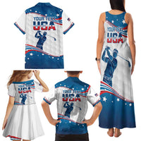Personalized USA Golf Family Matching Tank Maxi Dress and Hawaiian Shirt 2024 United States Flag Curve Style - Wonder Print Shop