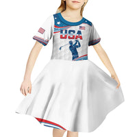Personalized USA Golf Kid Short Sleeve Dress 2024 United States Flag Curve Style - Wonder Print Shop