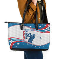 Personalized USA Golf Leather Tote Bag 2024 United States Flag Curve Style - Wonder Print Shop