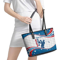 Personalized USA Golf Leather Tote Bag 2024 United States Flag Curve Style - Wonder Print Shop