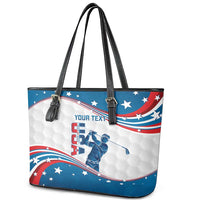 Personalized USA Golf Leather Tote Bag 2024 United States Flag Curve Style - Wonder Print Shop