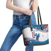 Personalized USA Golf Leather Tote Bag 2024 United States Flag Curve Style - Wonder Print Shop