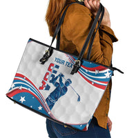 Personalized USA Golf Leather Tote Bag 2024 United States Flag Curve Style - Wonder Print Shop