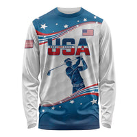 Personalized USA Golf Long Sleeve Shirt 2024 United States Flag Curve Style - Wonder Print Shop