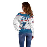 Personalized USA Golf Off Shoulder Sweater 2024 United States Flag Curve Style - Wonder Print Shop
