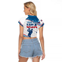 Personalized USA Golf Raglan Cropped T Shirt 2024 United States Flag Curve Style - Wonder Print Shop