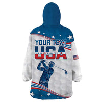 Personalized USA Golf Wearable Blanket Hoodie 2024 United States Flag Curve Style - Wonder Print Shop