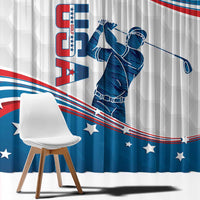 Personalized USA Golf Window Curtain 2024 United States Flag Curve Style - Wonder Print Shop