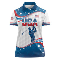 Personalized USA Golf Women Polo Shirt 2024 United States Flag Curve Style - Wonder Print Shop