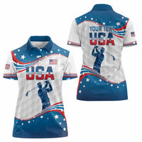 Personalized USA Golf Women Polo Shirt 2024 United States Flag Curve Style - Wonder Print Shop