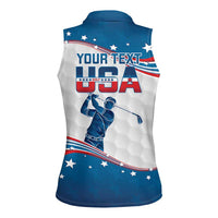Personalized USA Golf Women Sleeveless Polo Shirt 2024 United States Flag Curve Style - Wonder Print Shop