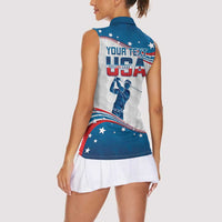 Personalized USA Golf Women Sleeveless Polo Shirt 2024 United States Flag Curve Style - Wonder Print Shop