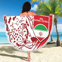 Custom Iran Football Beach Blanket Go Team Melli Leopard Pattern - Wonder Print Shop