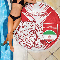 Custom Iran Football Beach Blanket Go Team Melli Leopard Pattern - Wonder Print Shop