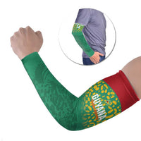 Custom Guyana Football Arm Sleeves Go Golden Jaguars Green Version - Wonder Print Shop