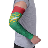 Custom Guyana Football Arm Sleeves Go Golden Jaguars Green Version - Wonder Print Shop