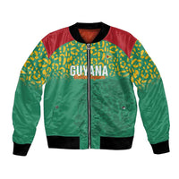 Custom Guyana Football Bomber Jacket Go Golden Jaguars Green Version - Wonder Print Shop