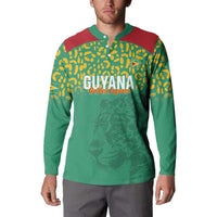Custom Guyana Football Button Sweatshirt Go Golden Jaguars Green Version - Wonder Print Shop