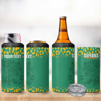 Custom Guyana Football 4 in 1 Can Cooler Tumbler Go Golden Jaguars Green Version - Wonder Print Shop