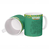 Custom Guyana Football Ceramic Mug Go Golden Jaguars Green Version - Wonder Print Shop