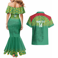 Custom Guyana Football Couples Matching Mermaid Dress and Hawaiian Shirt Go Golden Jaguars Green Version - Wonder Print Shop