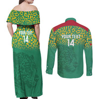 Custom Guyana Football Couples Matching Off Shoulder Maxi Dress and Long Sleeve Button Shirt Go Golden Jaguars Green Version - Wonder Print Shop